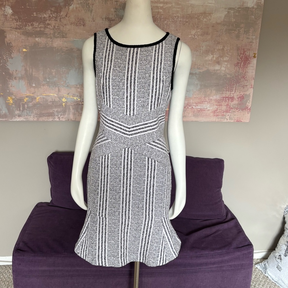 Karl Lagerfeld Black and White Striped Mini Dress with exposed zipper size 8